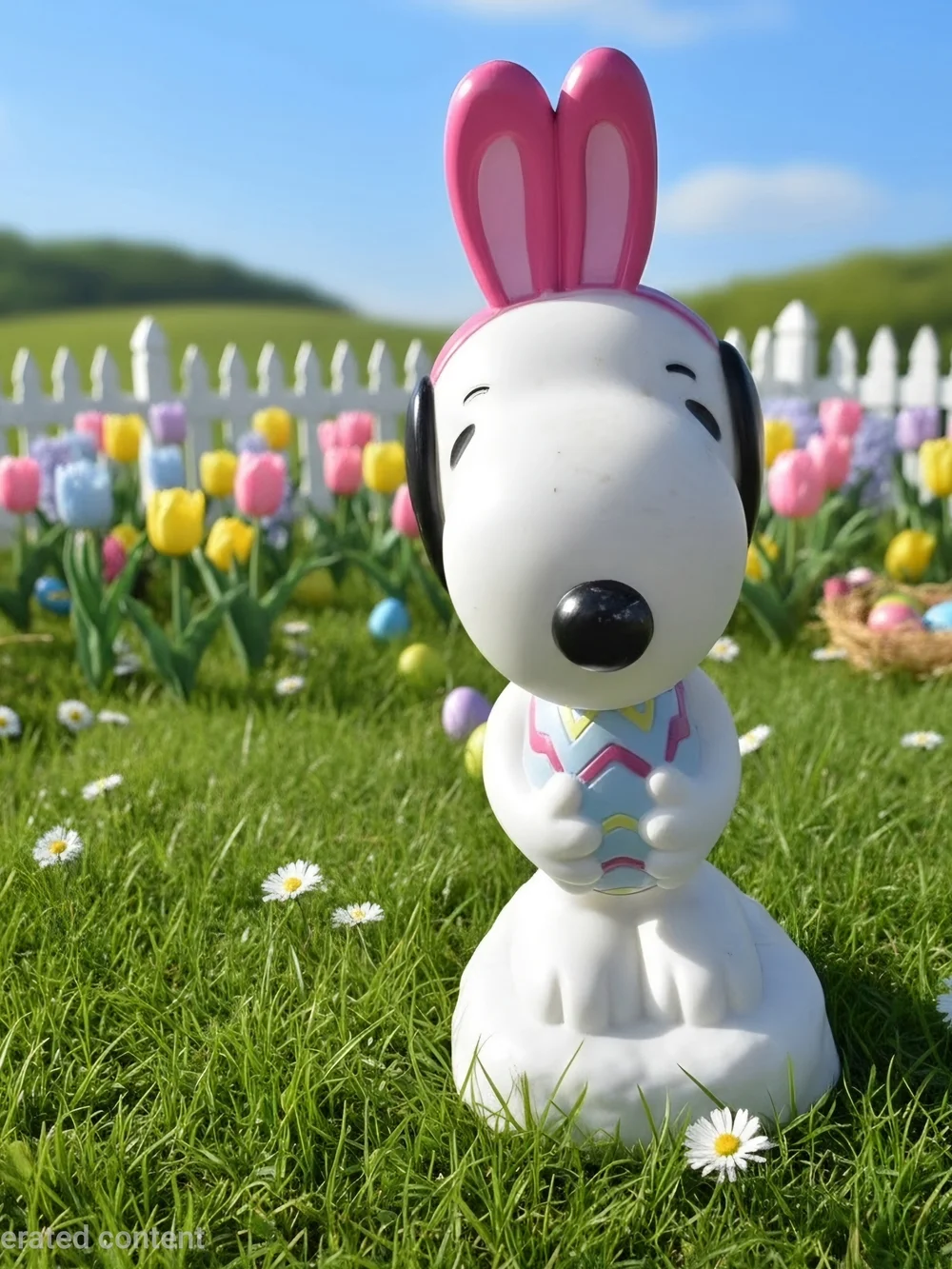 Genny Peanuts Easter lighted Snoopy Blow Mold by Gemmy, standing roughly 14 inch